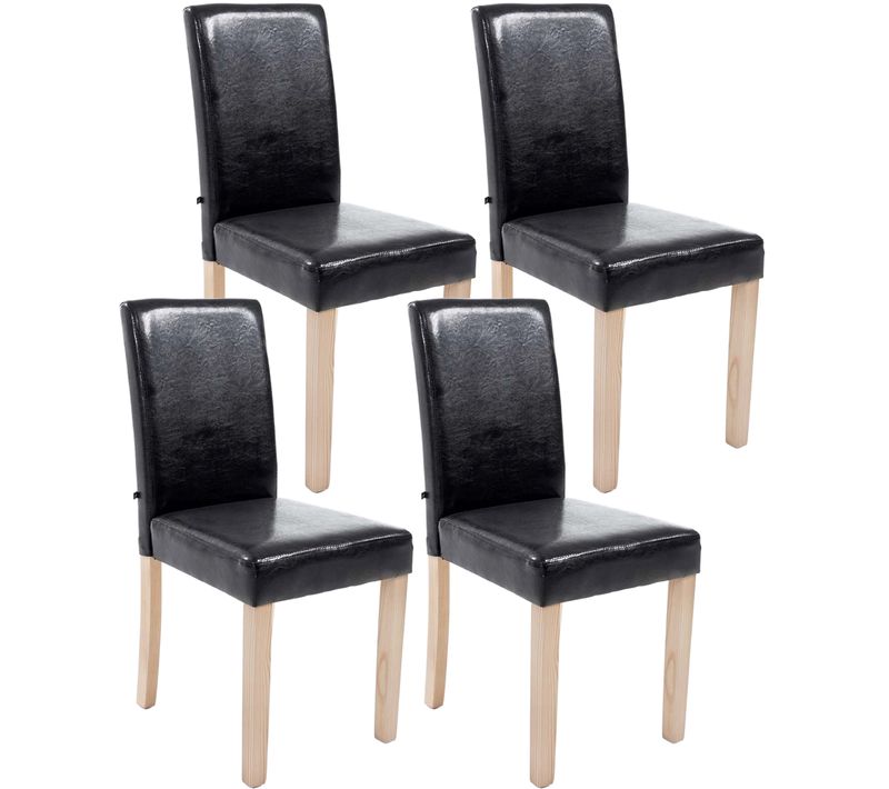 Lot De 4 Chaises De Salle À Manger Ina Similicuir Avec Pieds En Bois Noir /nature