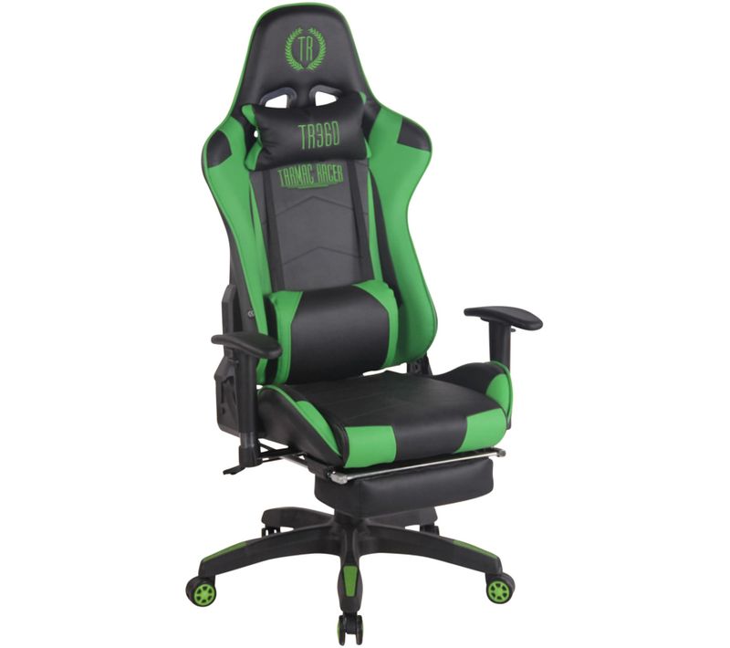 Fauteuil De Bureau Turbo Xl En Similicuir Noir / Vert/similicuir