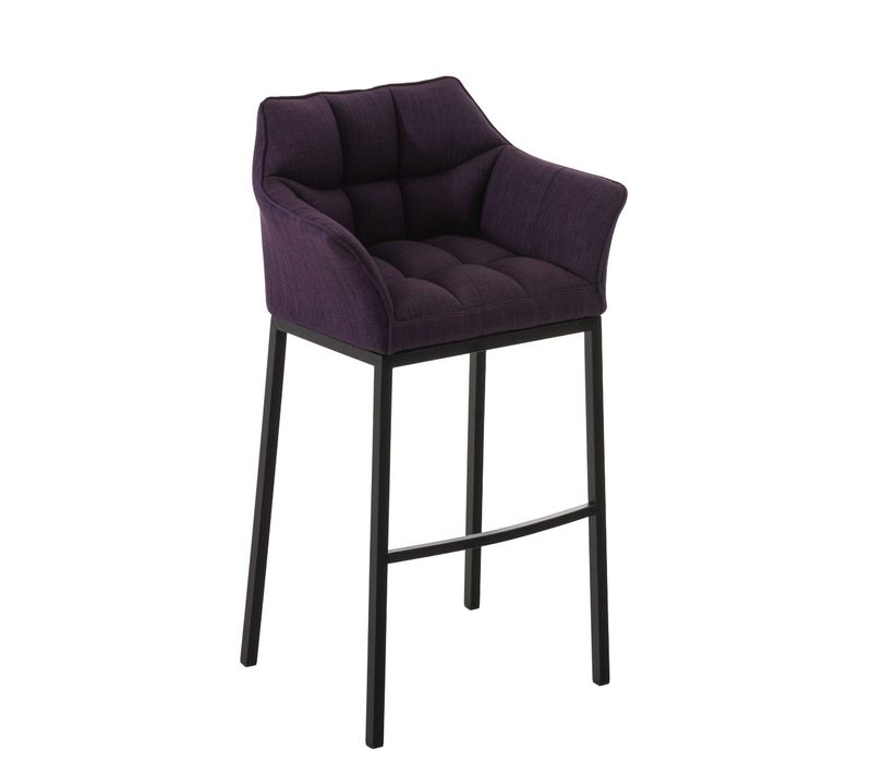 Tabouret De Bar Damaso En Tissu Avec 4 Pieds Violet/noir
