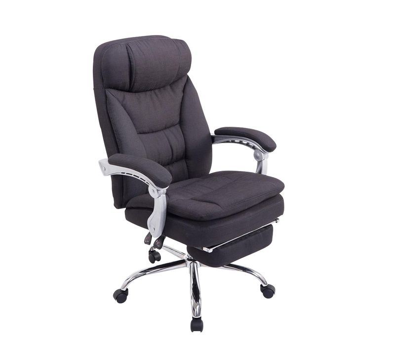 Fauteuil De Bureau Troy En Tissu Avec Repose-pieds Noir