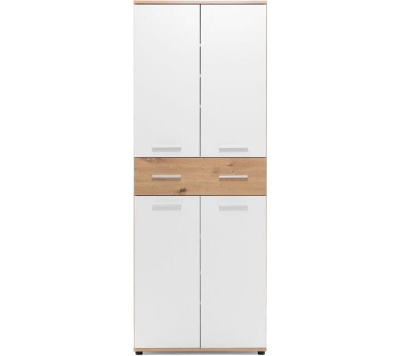 Meuble à Chaussures 24 Paires Jacky 42 - Chêne Artisan / Blanc - 70 X 185 X 35 Cm