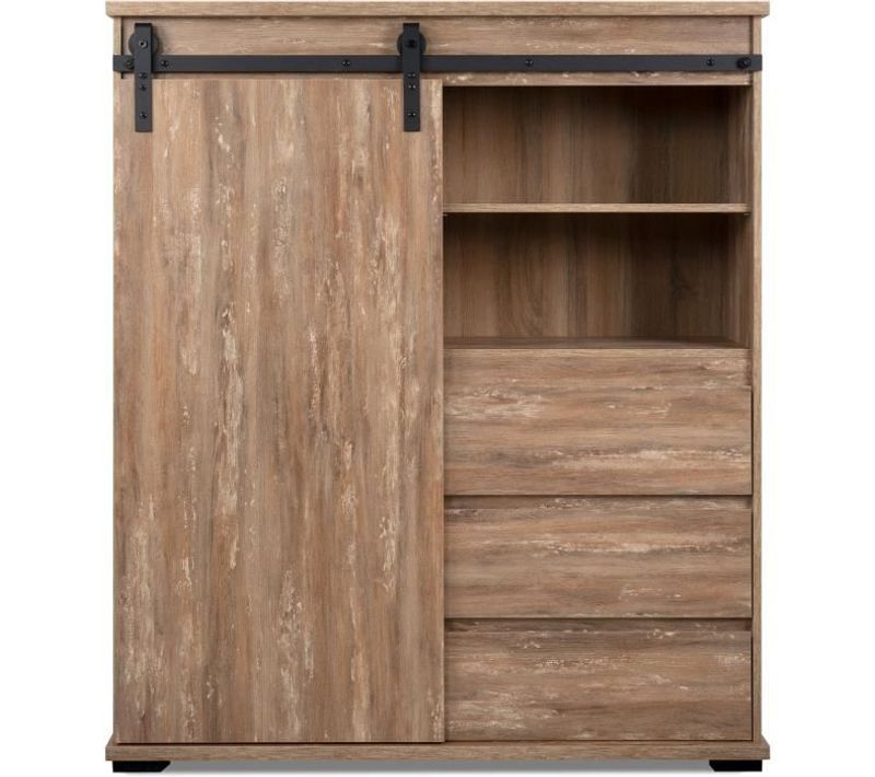 Buffet - Marrakesch 53a - Chene - 1 Porte - 3 Tiroirs - Style Industriel-loft