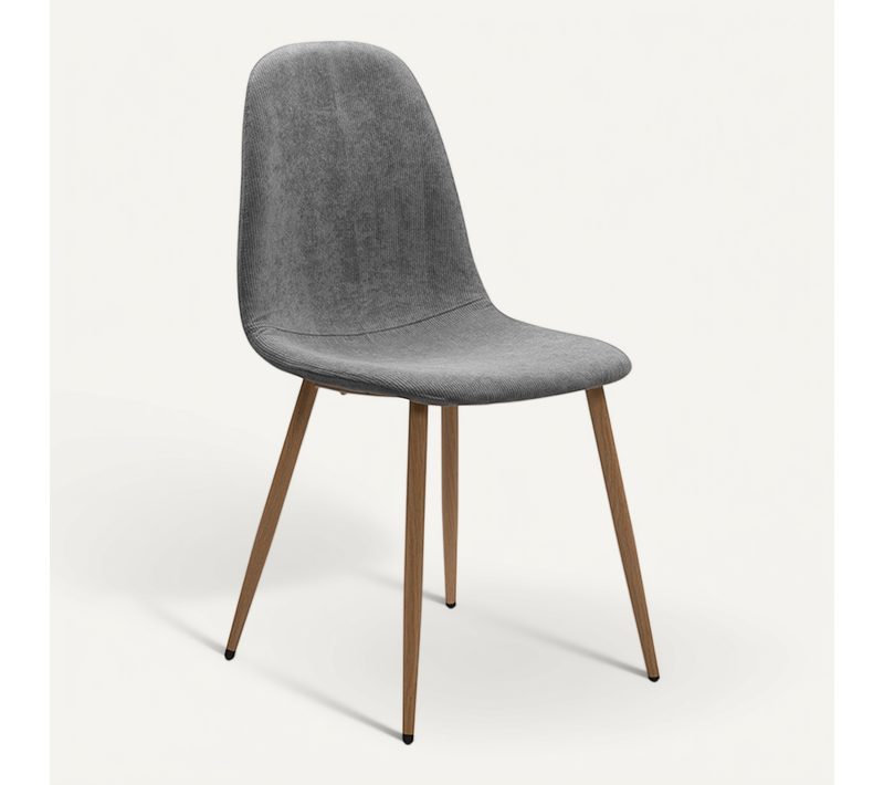 Chaise Velours Gris Pieds Métal Anya
