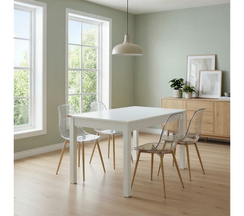 Table extensible L. 80/120 cm DORA Imitation chêne/ blanc