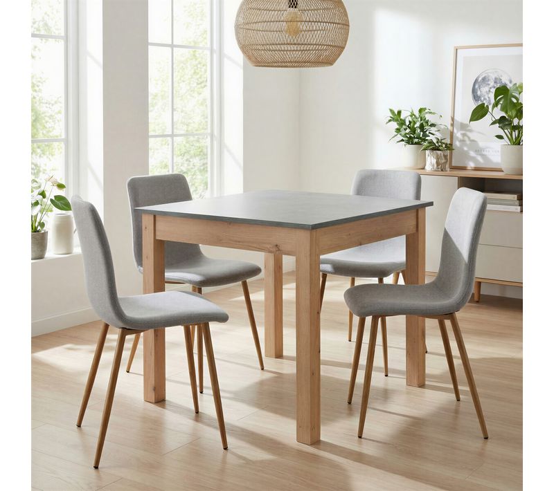 Table extensible L. 80/120 cm DORA Imitation chêne /gris
