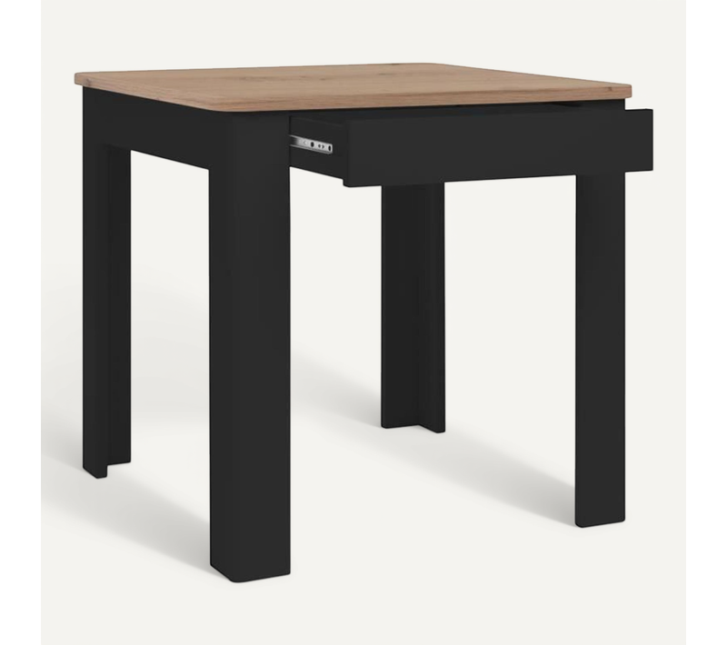 Table Oslo - Rectangulaire - 4 Personnes - 80 X 77 X 80 Cm - Noir / Chene Artisan