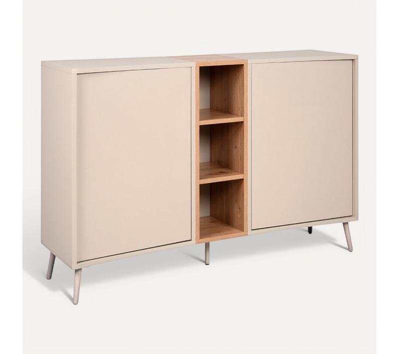 Buffet 2 Portes 3 Niches Sable/effet Bois Sinop