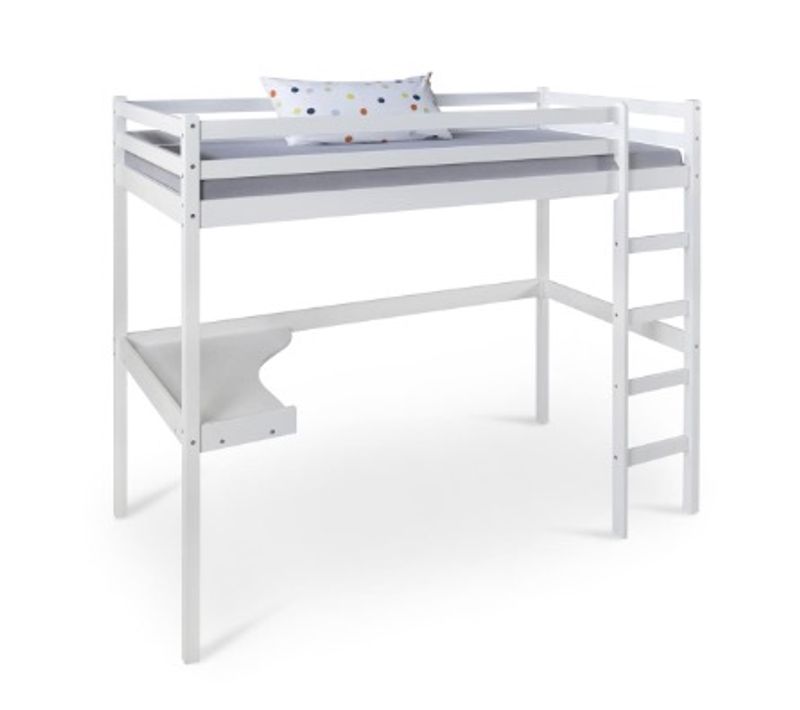 Lit Mezzanine Avec Bureau Pour Enfant 90x200 Cm Blanc Bois De Pin
