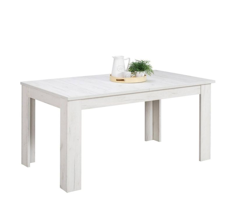 Table De Salle à Manger Extensible Moderne 160x90 Cm En Blanc Pour 8 Personnes