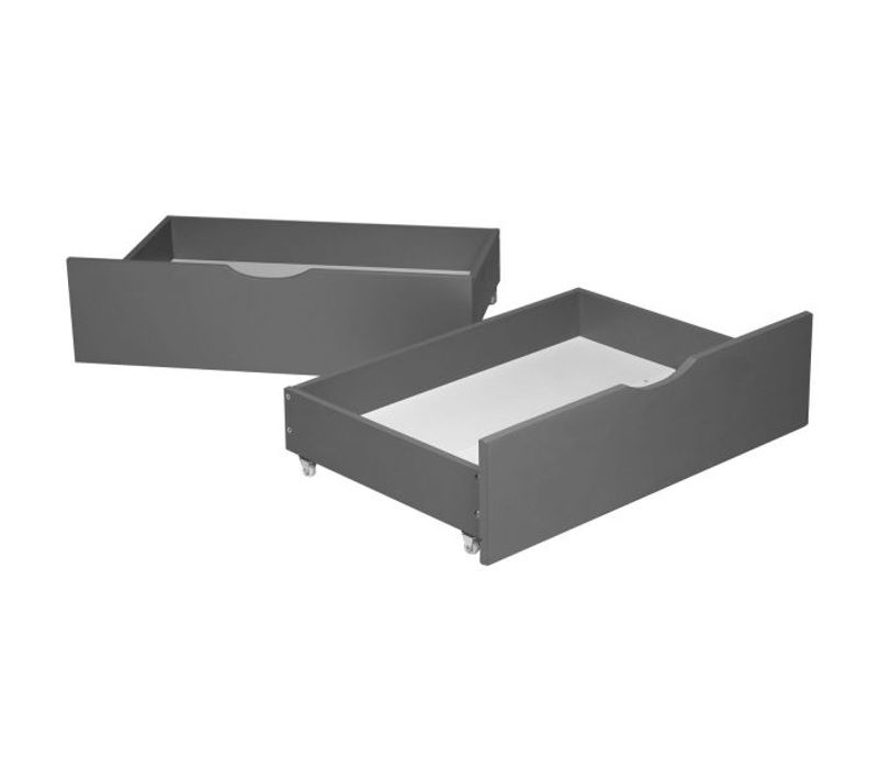 2 Tiroirs De Rangement Gris à Roulettes Pour Lit Gigogne