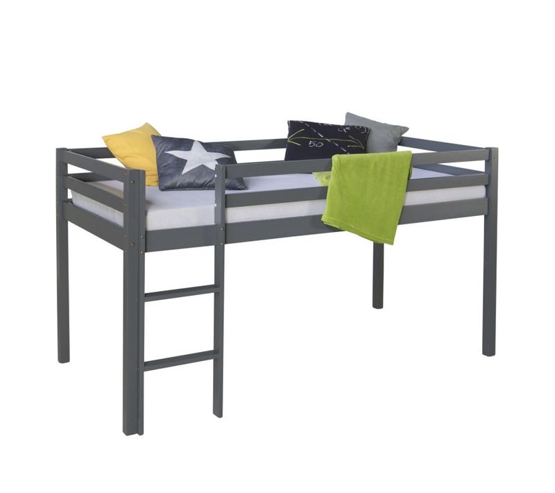 Lit Mi-haut Gris 90x200 Avec Matelas Et Sommier à Lattes