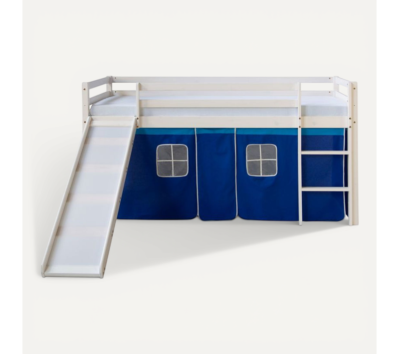 Lit Mi-haut Bleu 90x200 Cm Avec Sommier Et Matelas Pour Enfants