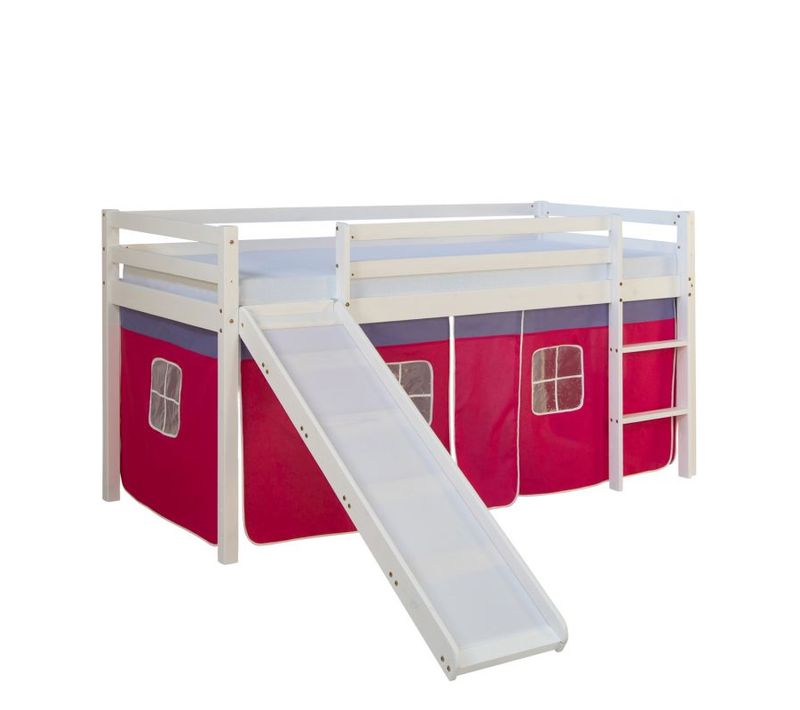 Lit Mi-Haut 90x200 Cm Avec Sommier Et Matelas Pour Enfants - Rose