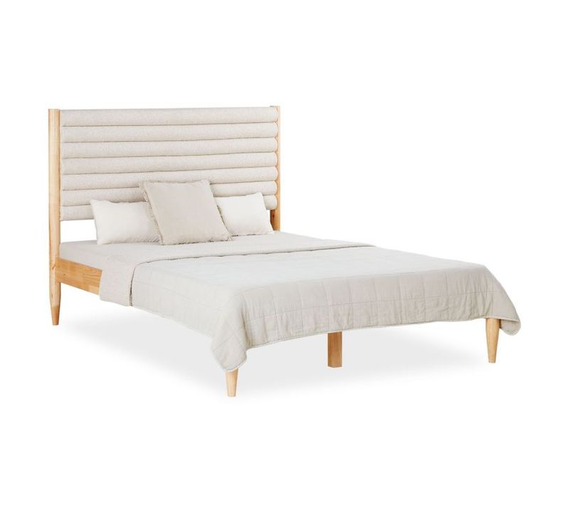 Lit Double 140x200 Cm Avec Sommier à Lattes En Bois Massif