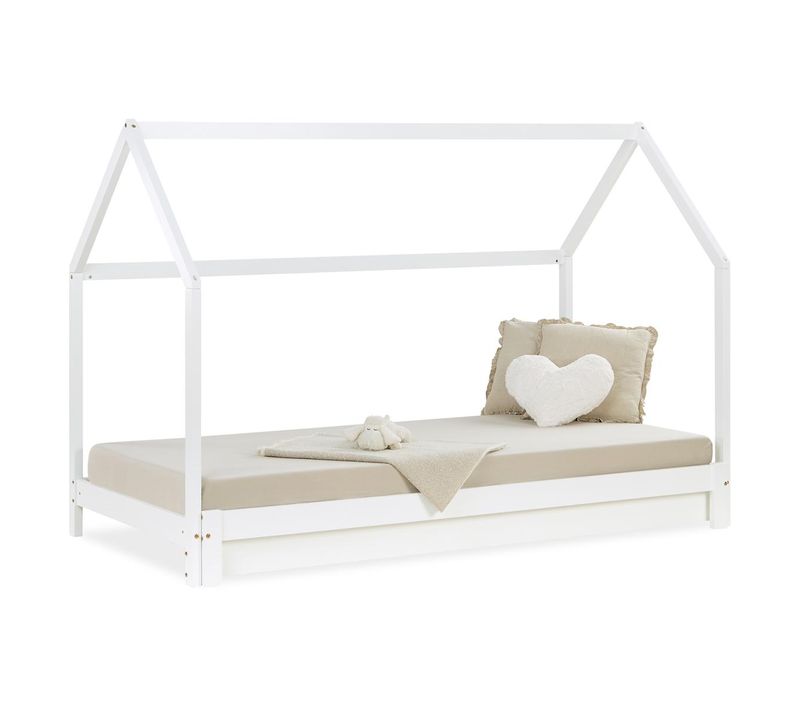 Lit Cabane Enfant 90x200 Cm En Blanc - Transformable Et Pratique