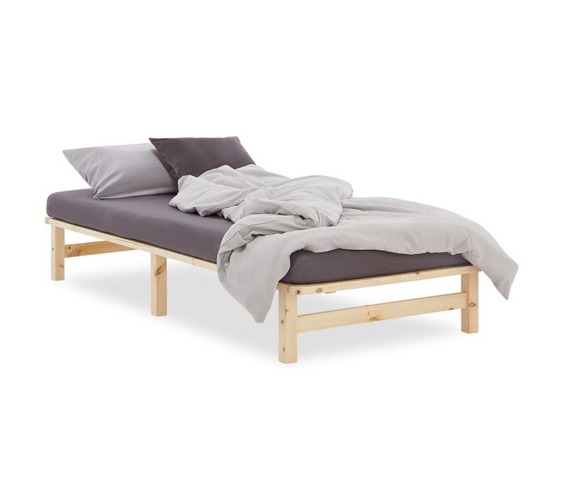 Lit Bois 100x200 Cadre Naturel Palette Enfant