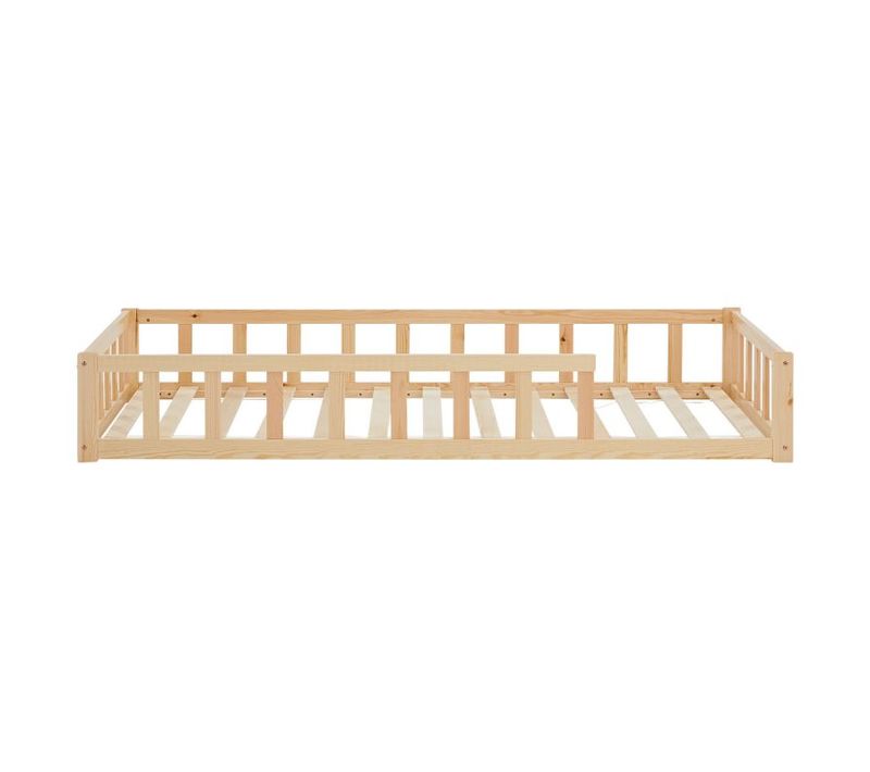 Lit Montessori 90x200 Cm En Bois Massif Naturel Avec Barrières