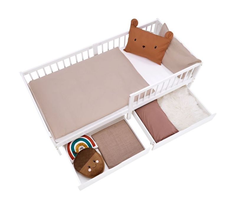 Lit Simple 90x200 Matelas 2 Tiroirs Blanc Enfant