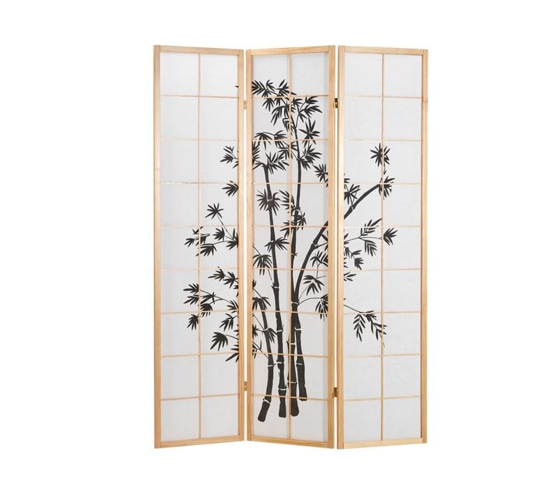 Paravent Bois 3 Pans Bambou Clair