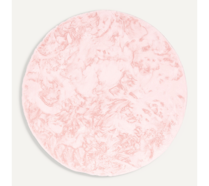 Tapis En Fourrure Plush Rond 120cm Rose