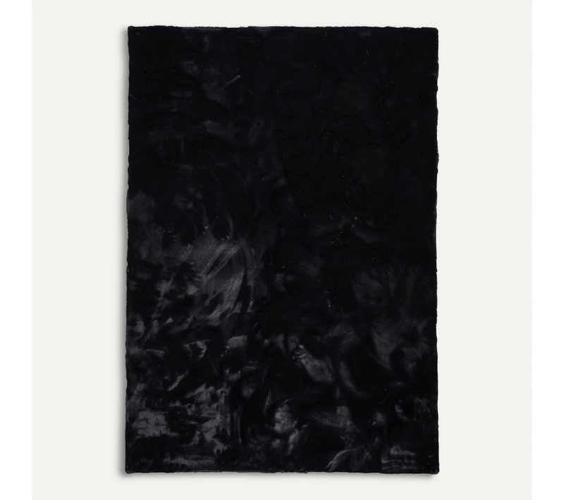 Tapis En Fourrure Plush 70x140cm Noir