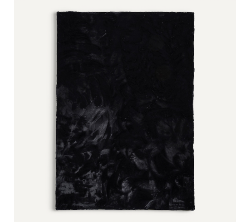 Tapis En Fourrure Plush 90x160cm Noir