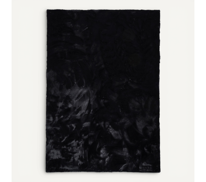 Tapis En Fourrure Plush 140x180cm Noir