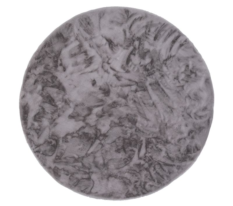 Tapis En Fourrure Plush Rond 80cm Gris