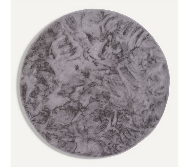 Tapis En Fourrure Plush Rond 120cm Gris