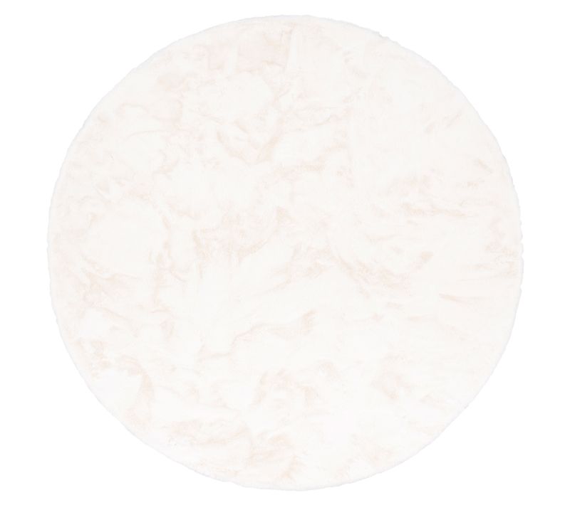 Tapis En Fourrure Plush Rond 120cm Blanc