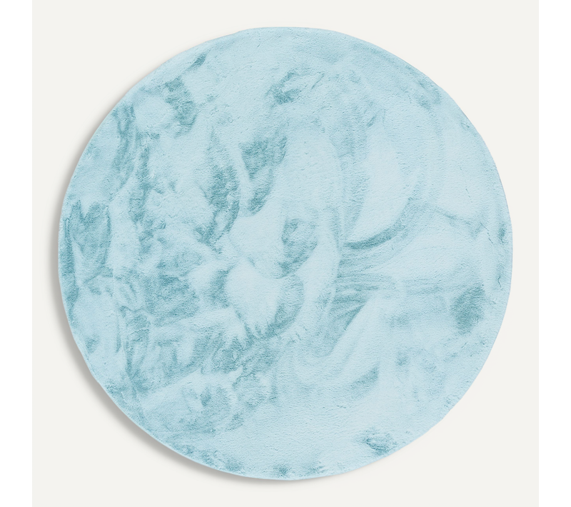 Tapis En Fourrure Plush Rond 80cm Turquoise