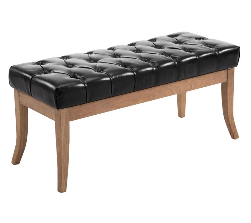 Banc Ramses Similicuir Antique Clair Noir /100 Cm