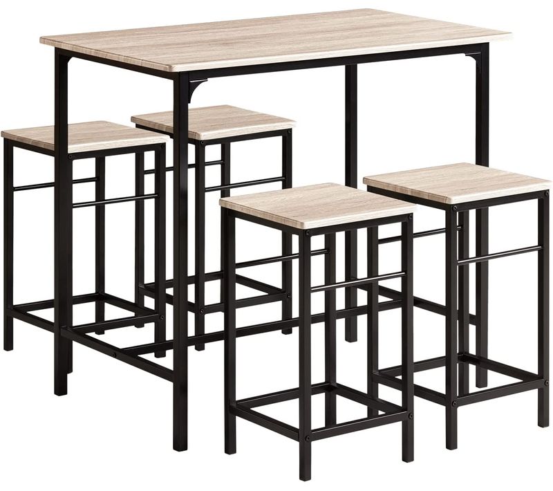 Ensemble Table Haute De Bar Detroit 100 cm Et 4 Tabourets – Idéal Pour Cuisine Et Espace Repas
