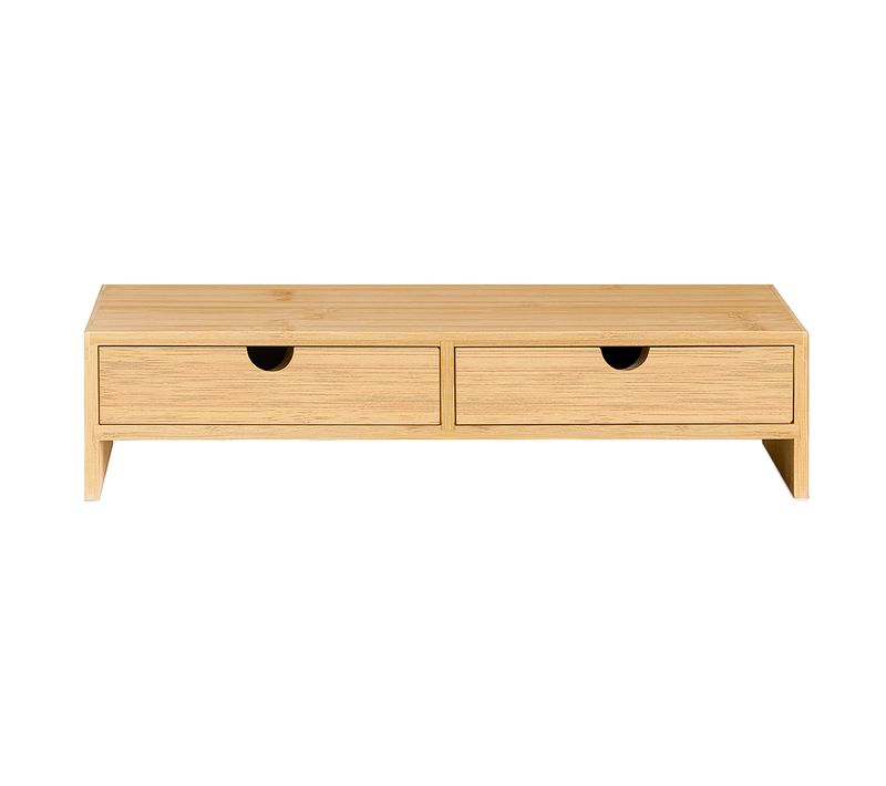 Support D'écran D'ordinateur De Support De Moniteur De Bambou Avec 2 Tiroirs, Frg198-n