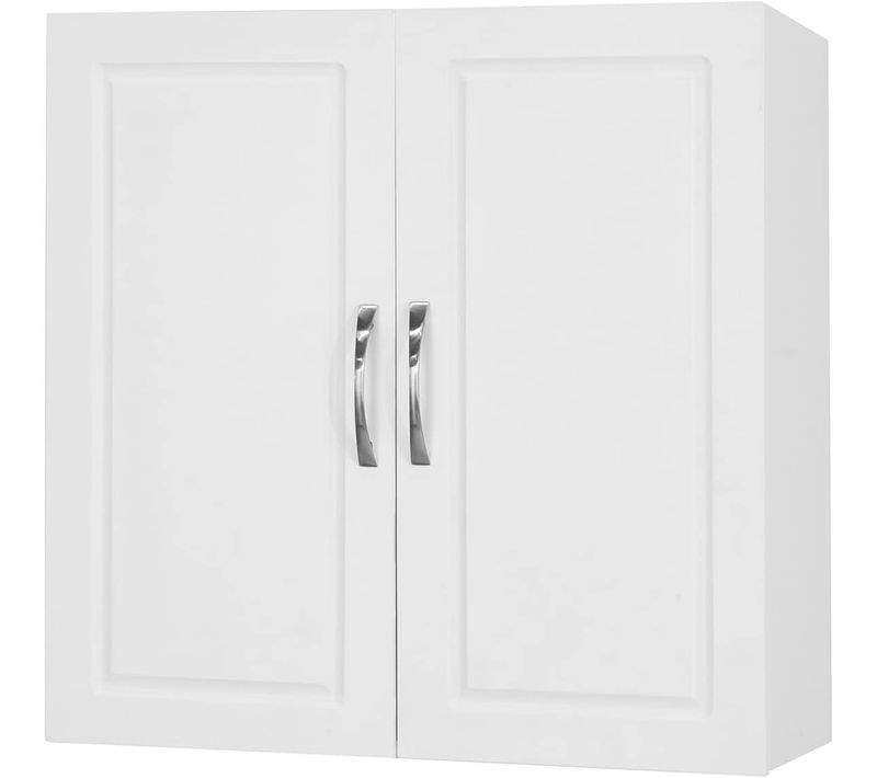 Salle De Bain Suspendue Placard Commode Murale – 2 Portes - Blanc, Frg231-w