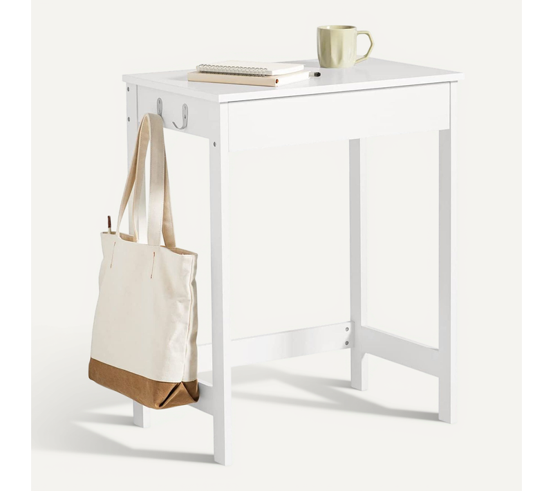Table Bureau Informatique Secrétaire Avec 1 Tiroir Et 2 Crochets Bureau D'ordinateur Blanc, Fwt43-w
