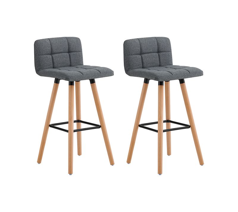 Lot De 2 Tabourets De Bar Cuisine Dossier Repose-pieds Haute Qualité, Fst50-dgx2
