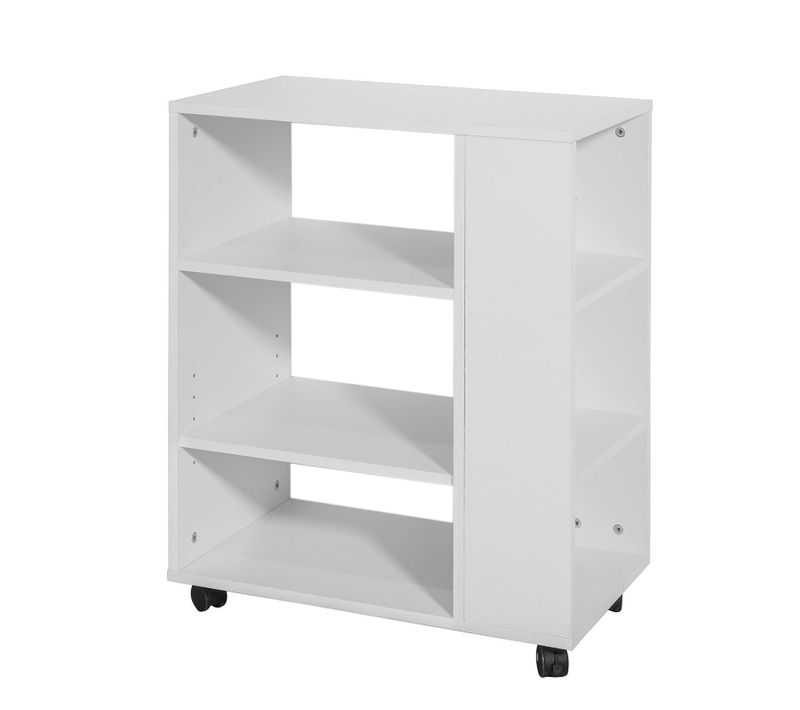 Bout De Canapé Table Roulante Avec Étagères De Rangement Bibliothèque À Roulettes, Fbt68-w