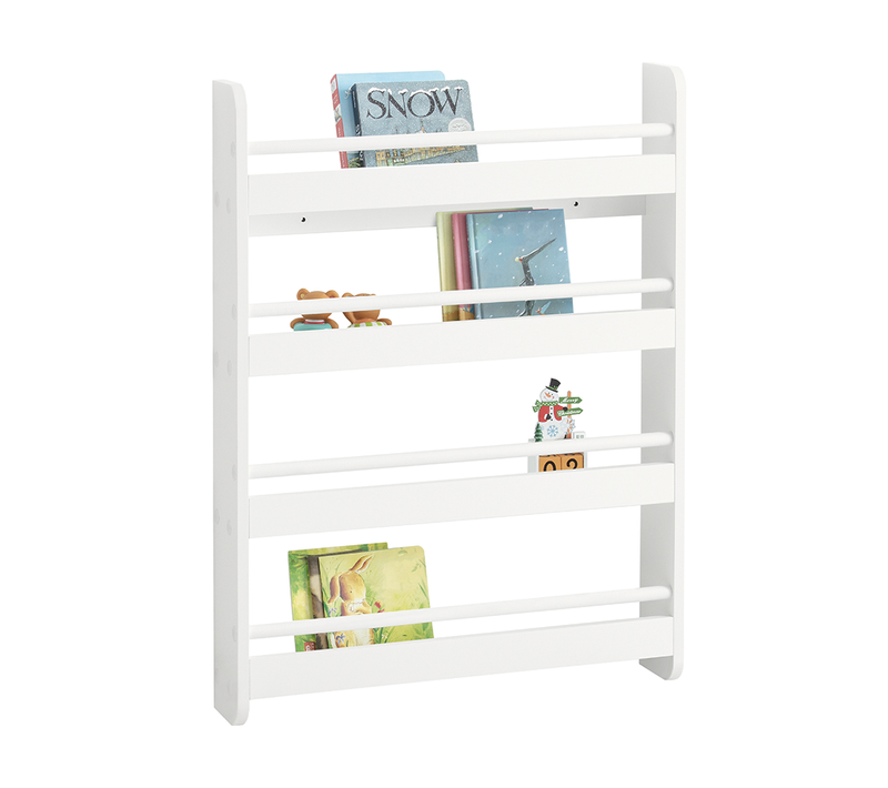 Bibliothèque Murale Étagère à Livres Enfants Étagère De Rangement Avec 4 Étages, Kmb08-k-w