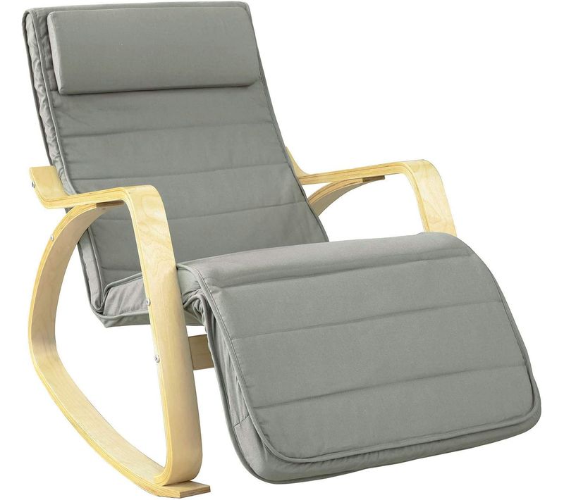 Fauteuil à Bascule Avec Repose-pied Réglable Rocking Chair Fauteuil Relax Gris, Fst16-dg