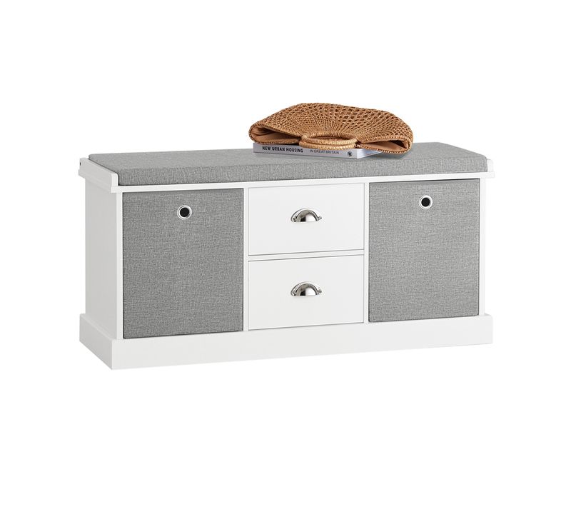 Banc De Rangement Avec Coussin Rembourré Meuble Bas Entrée Commode à Chaussure Banquette, Fsr66-hg