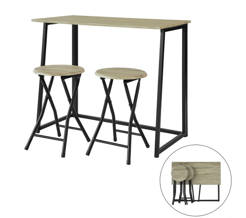 Set De 1 Table + 2 Chaises Table à Manger Table De Cuisine Table De Balcon, Ogt18-n,