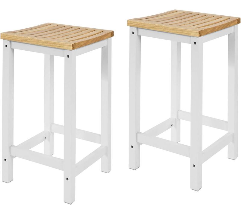 Lot De 2 Chaises Tabourets De Cuisine En Bois Avec Repose-pieds, Fst29-wnx2