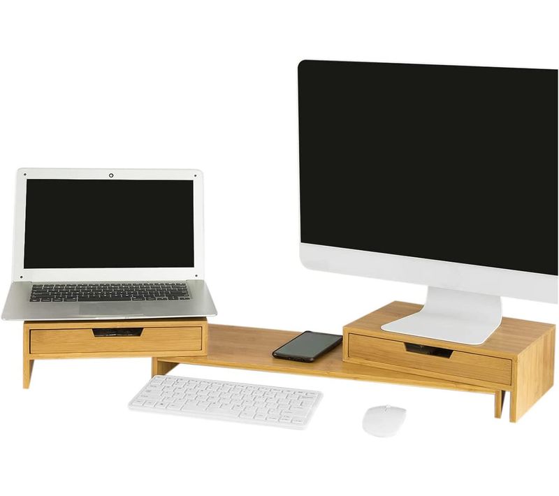 Support Ordinateur Portable Ou Écran TV Réhausseur D'écran En Bambou, Bbf04-n
