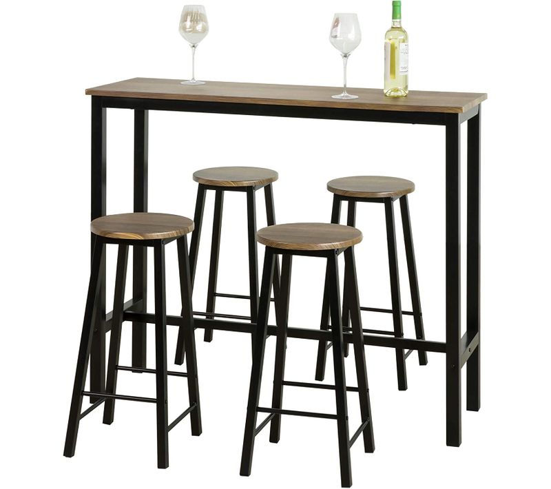 Set De Table + 4 Tabourets Ensemble Table De Bar Bistrot,debout Table Haute De Cuisine, Ogt22-sch