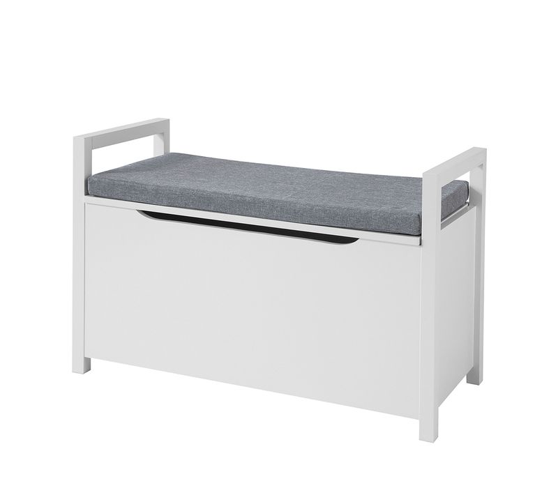 Banc De Rangement Meuble Bas Entrée Avec Coussin Rembourré,  Rangement Jouets Pour Enfants, Fsr76-w