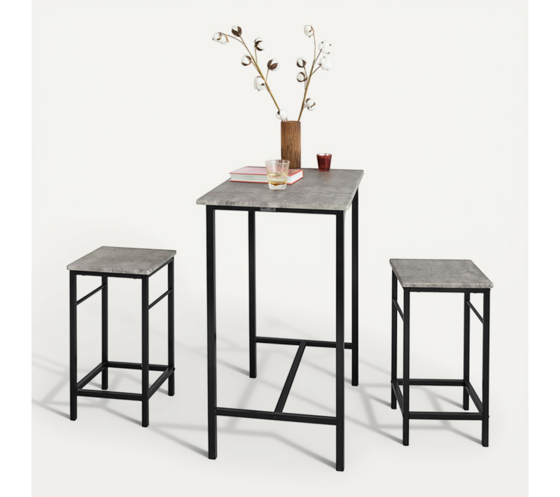 Set De 1 Table + 2 Tabourets Table Mange-debout Table Haute Cuisine, Ogt10-hg