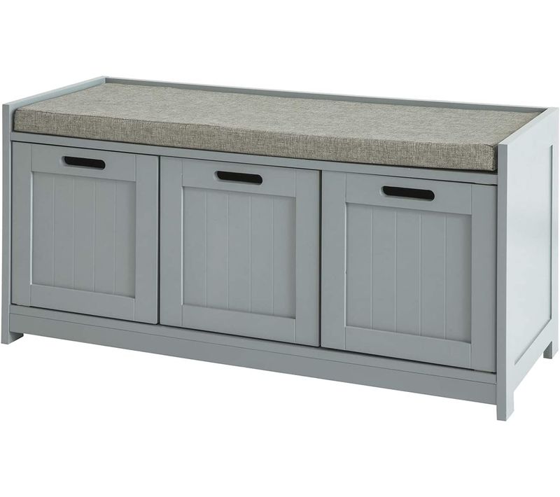 Banc De Rangement Avec Coussin Rembourré Meuble D'entrée Coffre Commode à Chaussures, Fsr80-sg