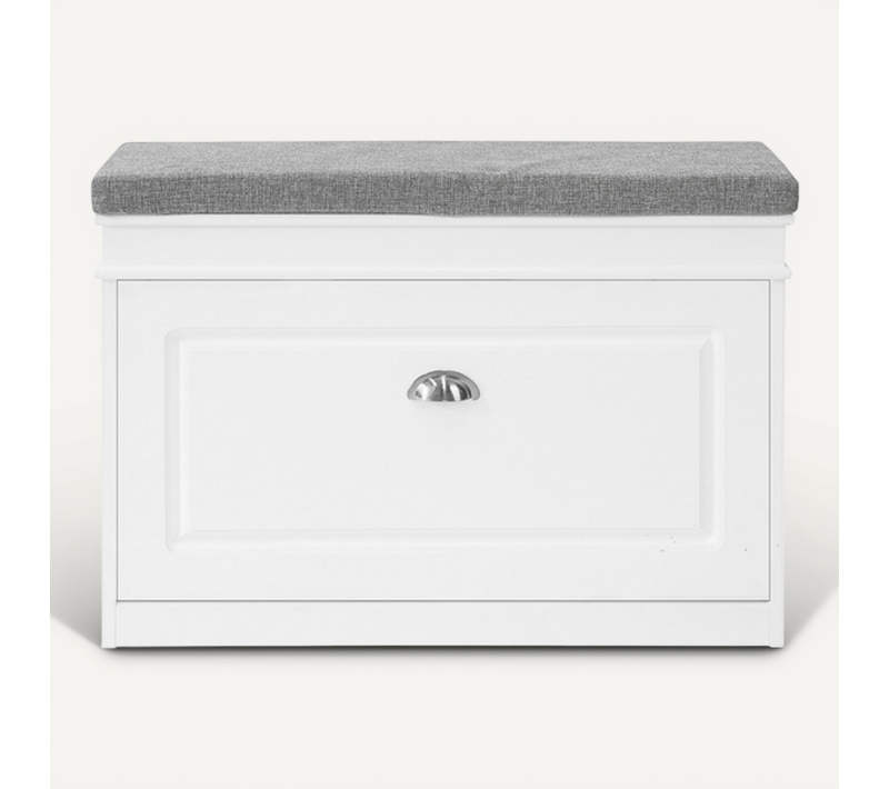 Banc à Chaussures Meuble à Chaussures Avec Assise Coussin Rembourré, 75x24x51 Cm, Fsr82-l-w