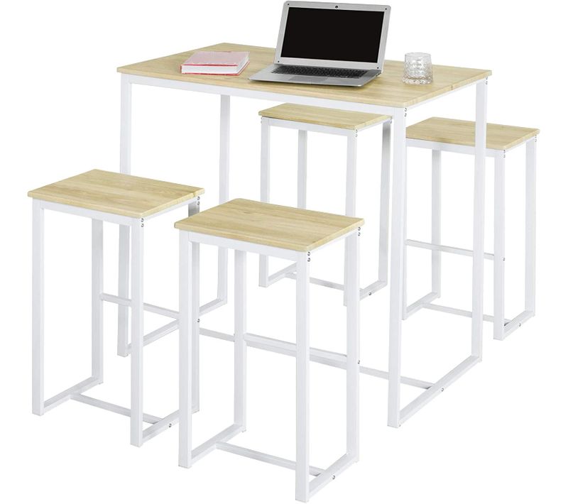 Set Table Haute + 4 Tabourets de Bar Blancs – Élégance et Convivialité pour Votre Cuisine ou Bistrot
